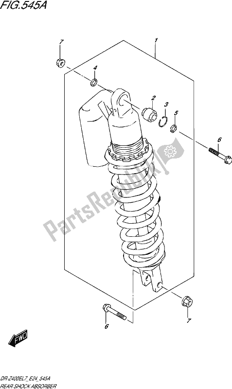 All parts for the Rear Shock Absorber of the Suzuki DR-Z 400E 2017