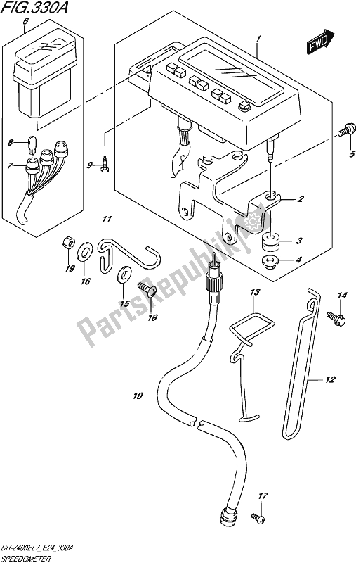 All parts for the Speedometer of the Suzuki DR-Z 400E 2017