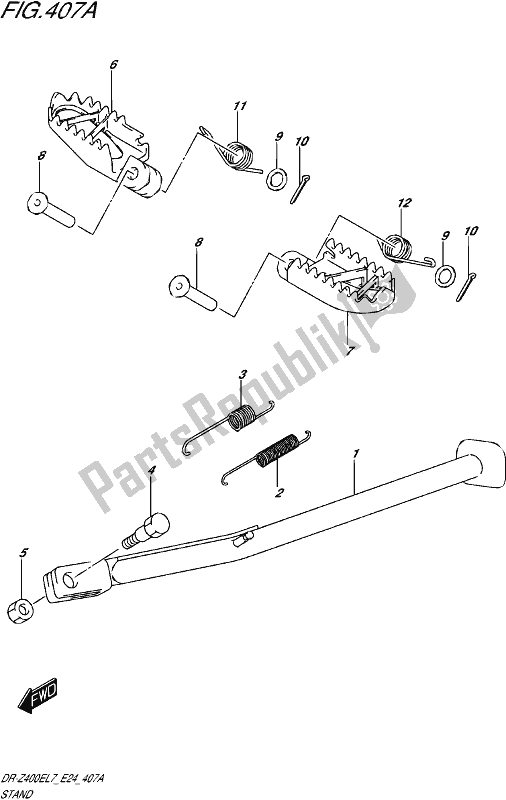 All parts for the Stand of the Suzuki DR-Z 400E 2017