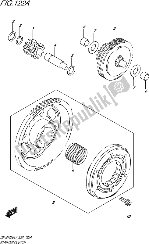 All parts for the Starter Clutch of the Suzuki DR-Z 400E 2017