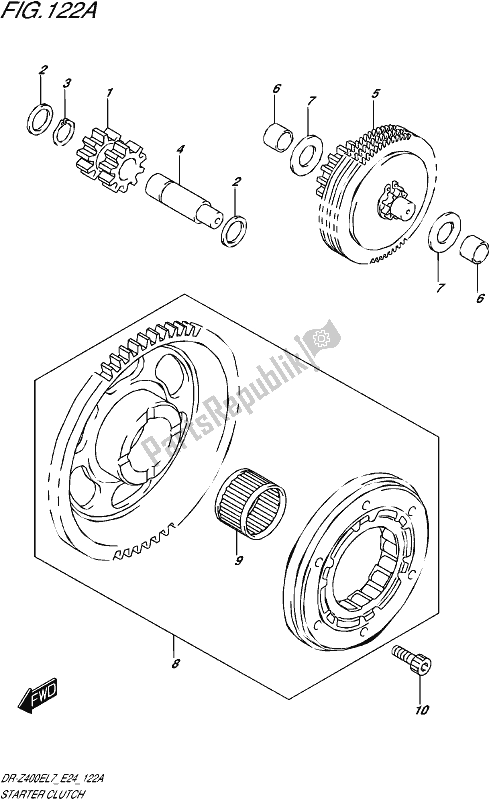 All parts for the Starter Clutch of the Suzuki DR-Z 400E 2017