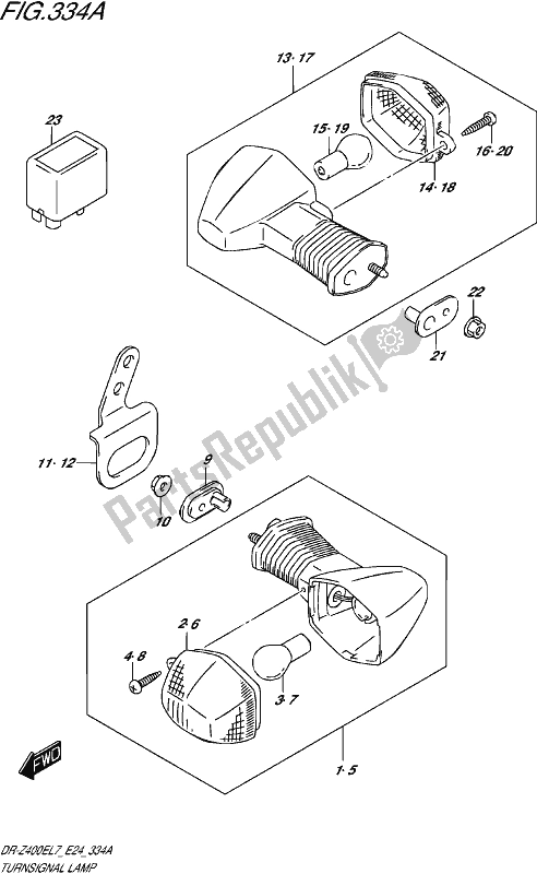 All parts for the Turnsignal Lamp of the Suzuki DR-Z 400E 2017