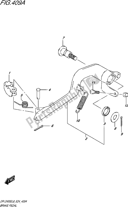 Toutes les pièces pour le Pédale De Frein du Suzuki DR-Z 400E 2018