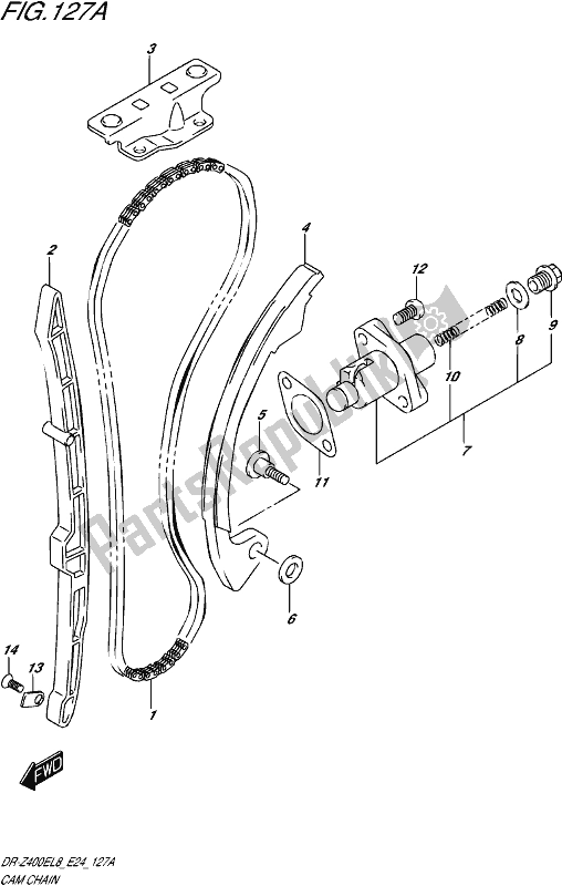 All parts for the Cam Chain of the Suzuki DR-Z 400E 2018