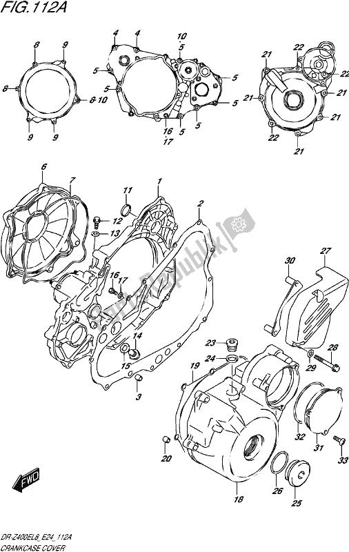 All parts for the Crankcase Cover of the Suzuki DR-Z 400E 2018
