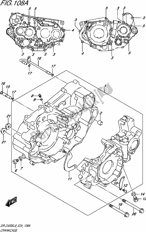 All parts for the Crankcase of the Suzuki DR-Z 400E 2018