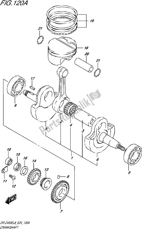 All parts for the Crankshaft of the Suzuki DR-Z 400E 2018