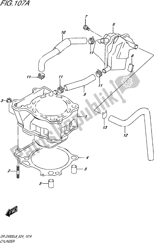 All parts for the Cylinder of the Suzuki DR-Z 400E 2018