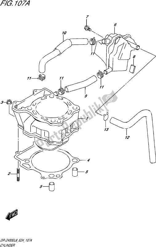 All parts for the Cylinder of the Suzuki DR-Z 400E 2018