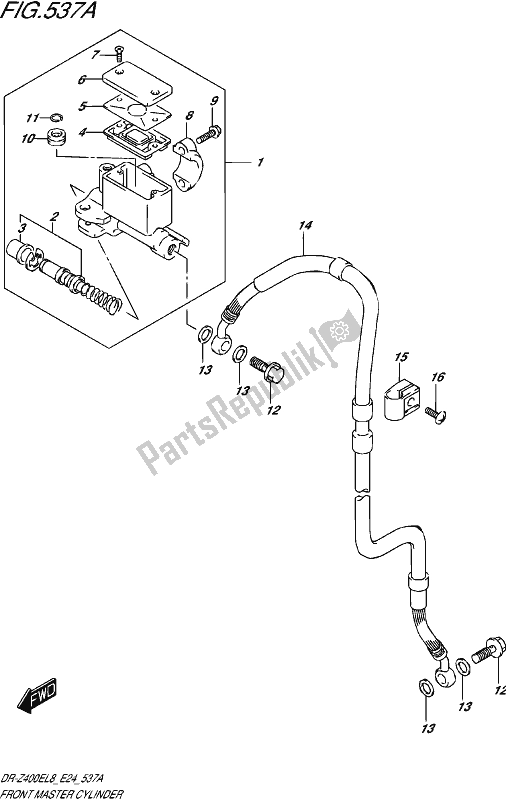 All parts for the Front Master Cylinder of the Suzuki DR-Z 400E 2018