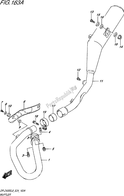 All parts for the Muffler of the Suzuki DR-Z 400E 2018