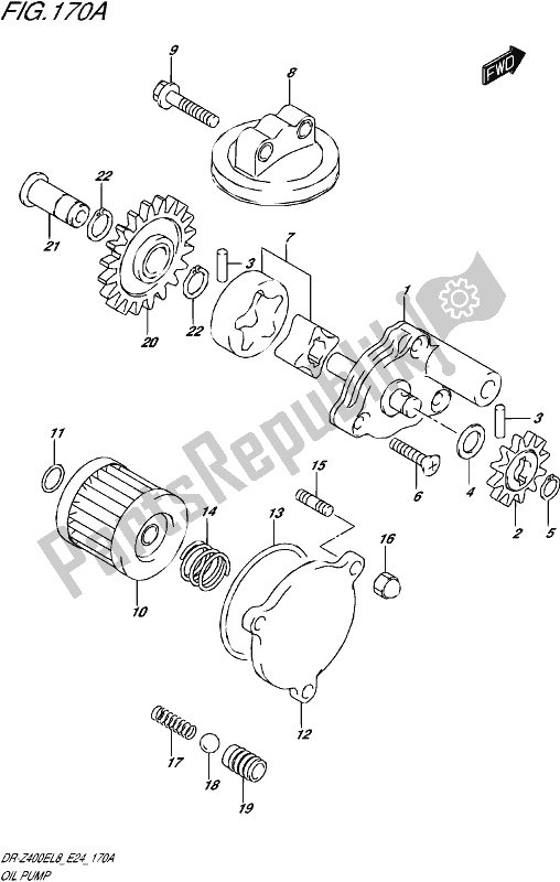 All parts for the Oil Pump of the Suzuki DR-Z 400E 2018