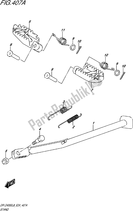 All parts for the Stand of the Suzuki DR-Z 400E 2018