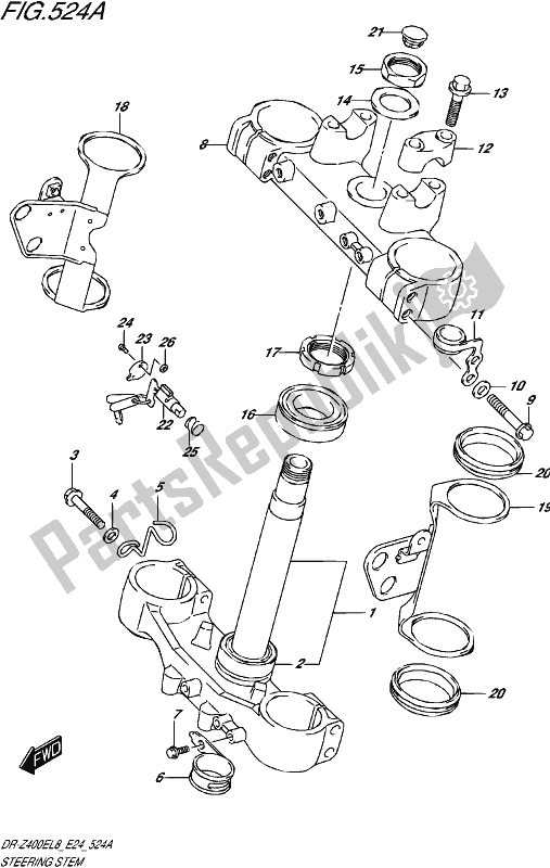 All parts for the Steering Stem of the Suzuki DR-Z 400E 2018