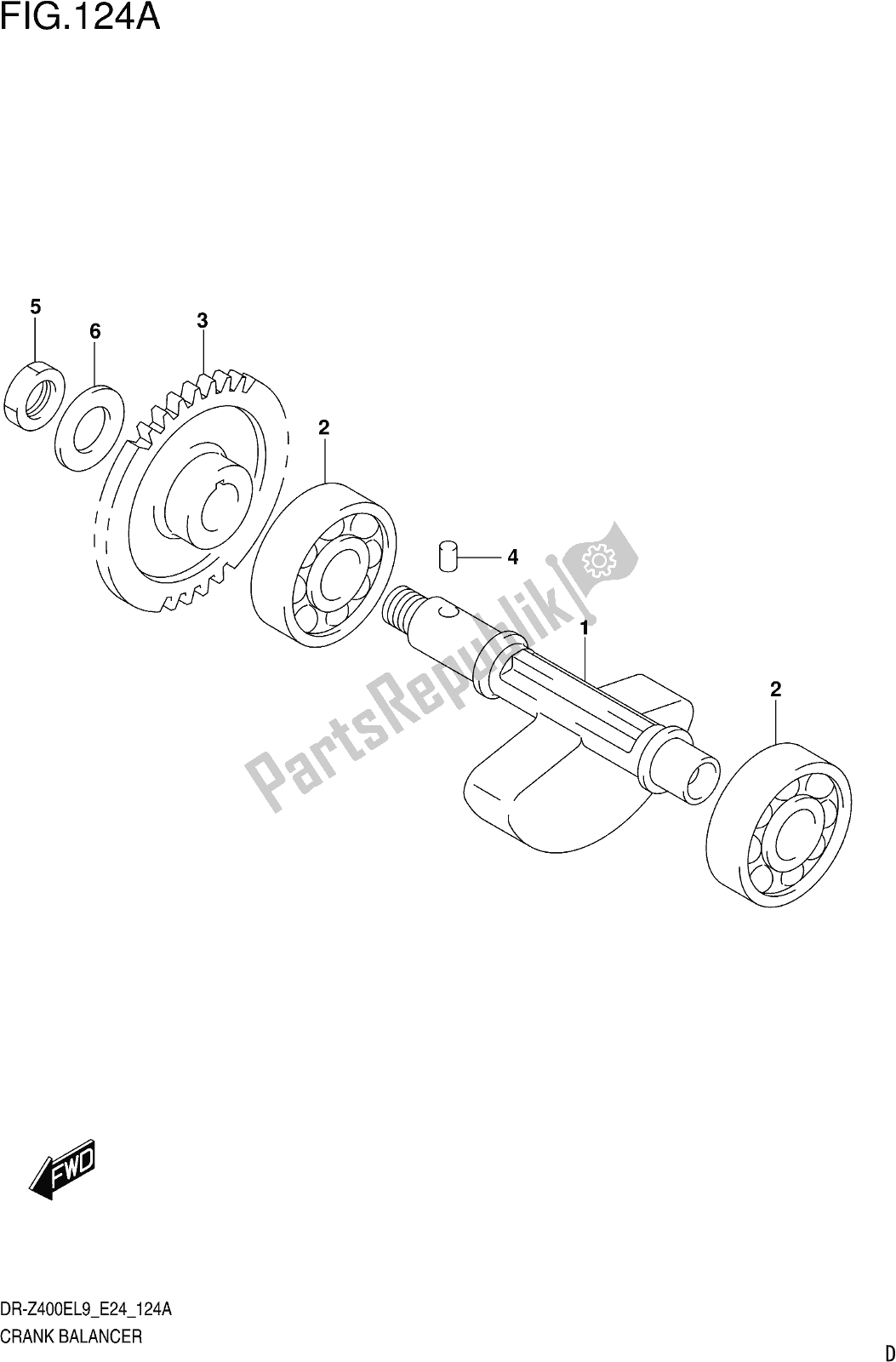 All parts for the Fig. 124a Crank Balancer of the Suzuki DR-Z 400E 2019