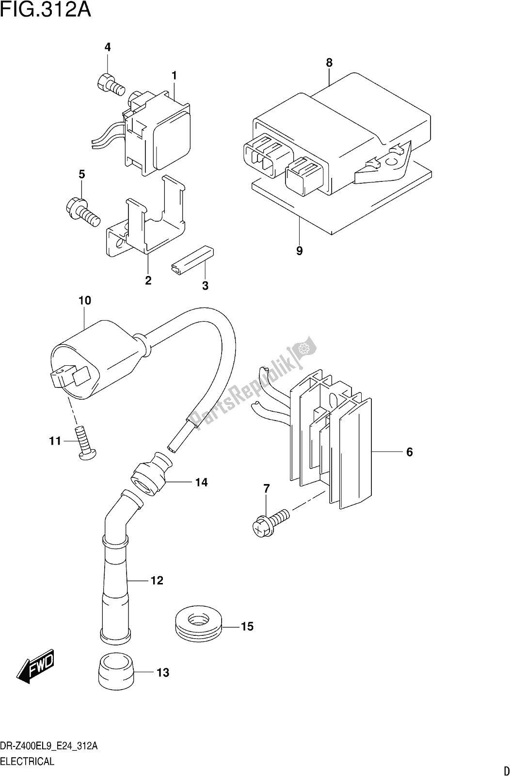 Alle onderdelen voor de Fig. 312a Electrical van de Suzuki DR-Z 400E 2019