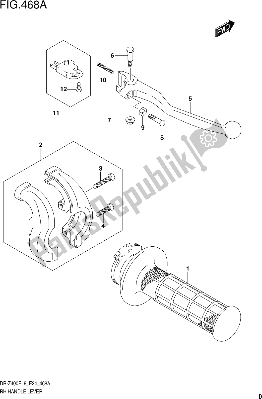 Tutte le parti per il Fig. 468a Rh Handle Lever del Suzuki DR-Z 400E 2019