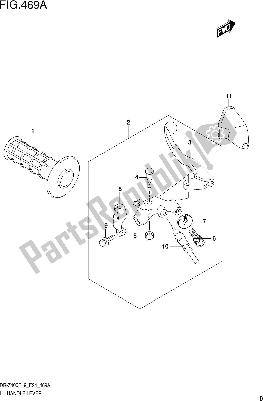 Toutes les pièces pour le Fig. 469a Lh Handle Lever du Suzuki DR-Z 400E 2019