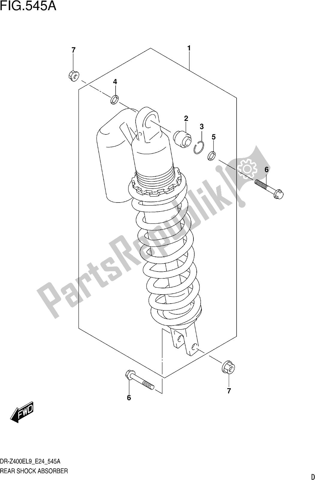 Alle onderdelen voor de Fig. 545a Rear Shock Absorber van de Suzuki DR-Z 400E 2019