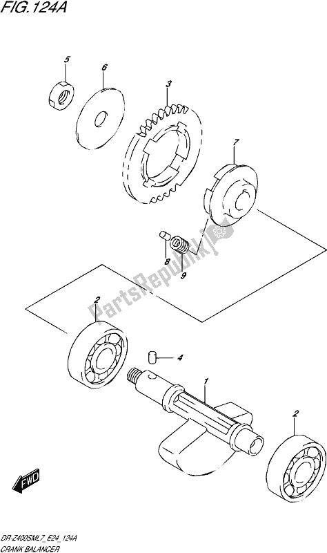 All parts for the Crank Balancer of the Suzuki DR-Z 400 SM 2017