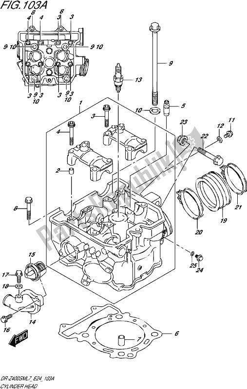 All parts for the Cylinder Head of the Suzuki DR-Z 400 SM 2017