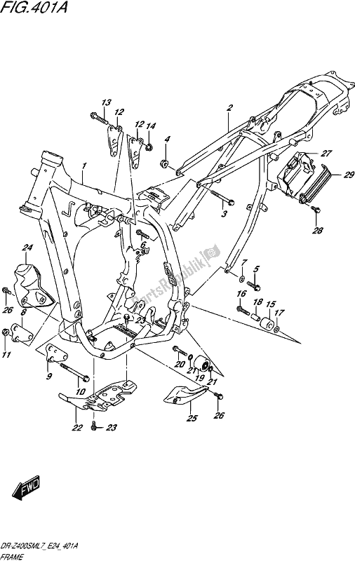 All parts for the Frame of the Suzuki DR-Z 400 SM 2017