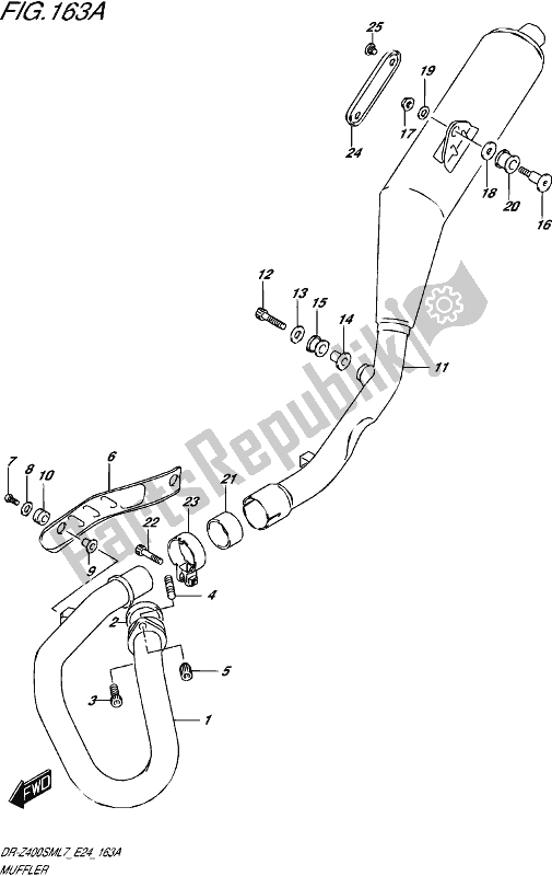 All parts for the Muffler of the Suzuki DR-Z 400 SM 2017