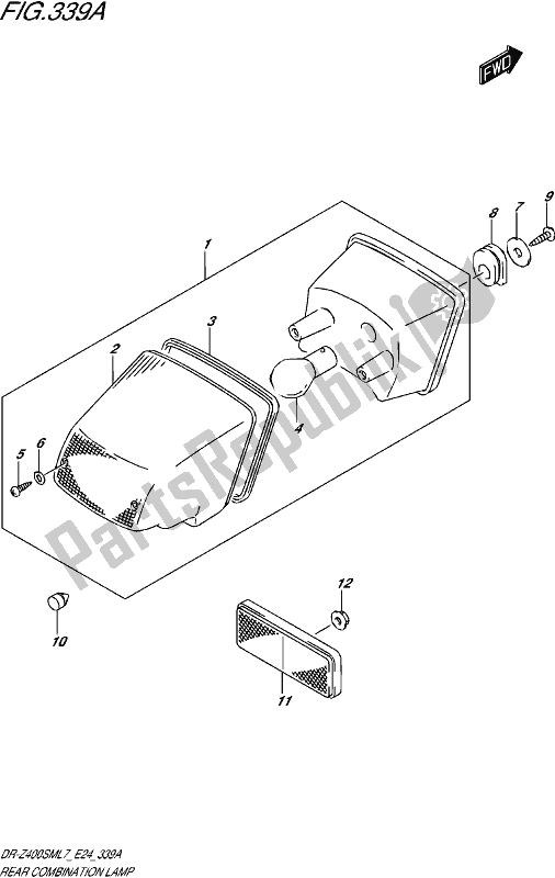 All parts for the Rear Combination Lamp of the Suzuki DR-Z 400 SM 2017