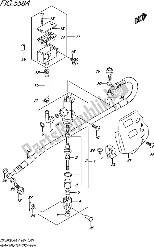 Toutes les pièces pour le Maître-cylindre Arrière du Suzuki DR-Z 400 SM 2017