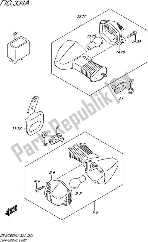 All parts for the Turnsignal Lamp of the Suzuki DR-Z 400 SM 2017