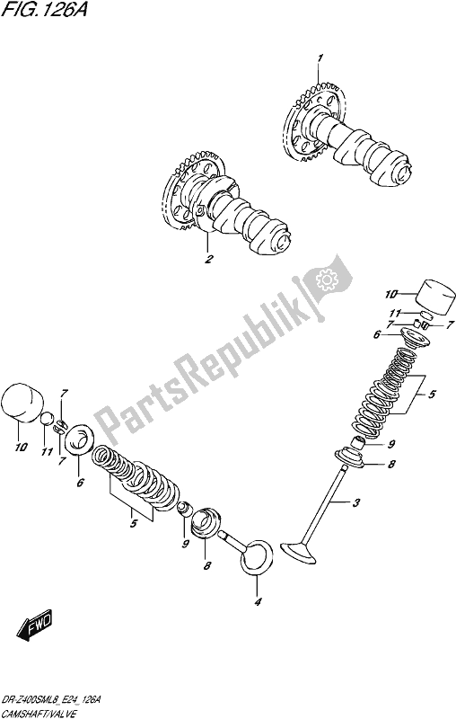 All parts for the Camshaft/valve of the Suzuki DR-Z 400 SM 2018