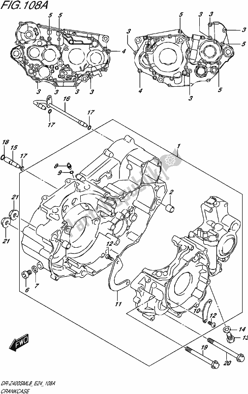 All parts for the Crankcase of the Suzuki DR-Z 400 SM 2018