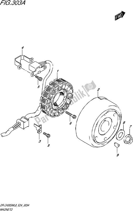 All parts for the Magneto of the Suzuki DR-Z 400 SM 2018