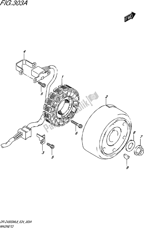 All parts for the Magneto of the Suzuki DR-Z 400 SM 2018