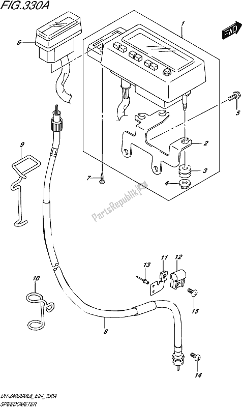 All parts for the Speedometer of the Suzuki DR-Z 400 SM 2018