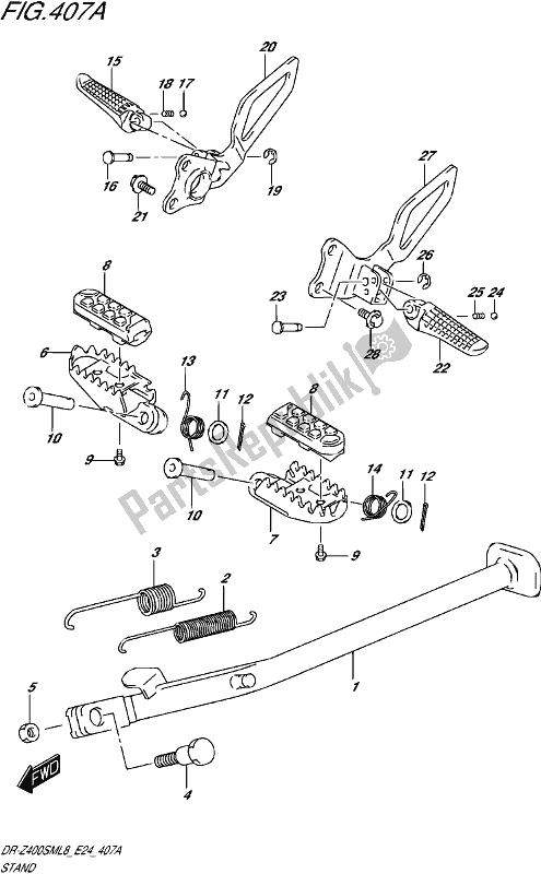 All parts for the Stand of the Suzuki DR-Z 400 SM 2018