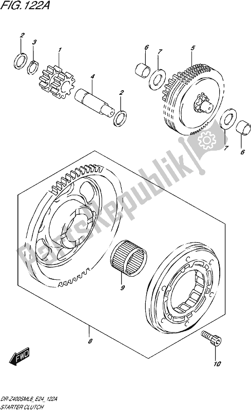 All parts for the Starter Clutch of the Suzuki DR-Z 400 SM 2018