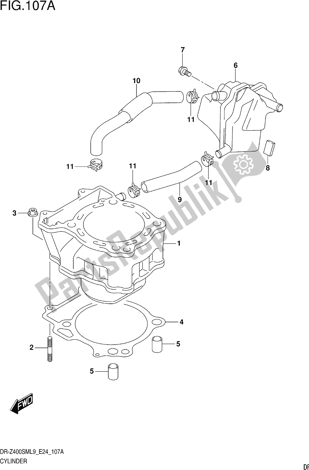 Wszystkie części do Fig. 107a Cylinder Suzuki DR-Z 400 SM 2019