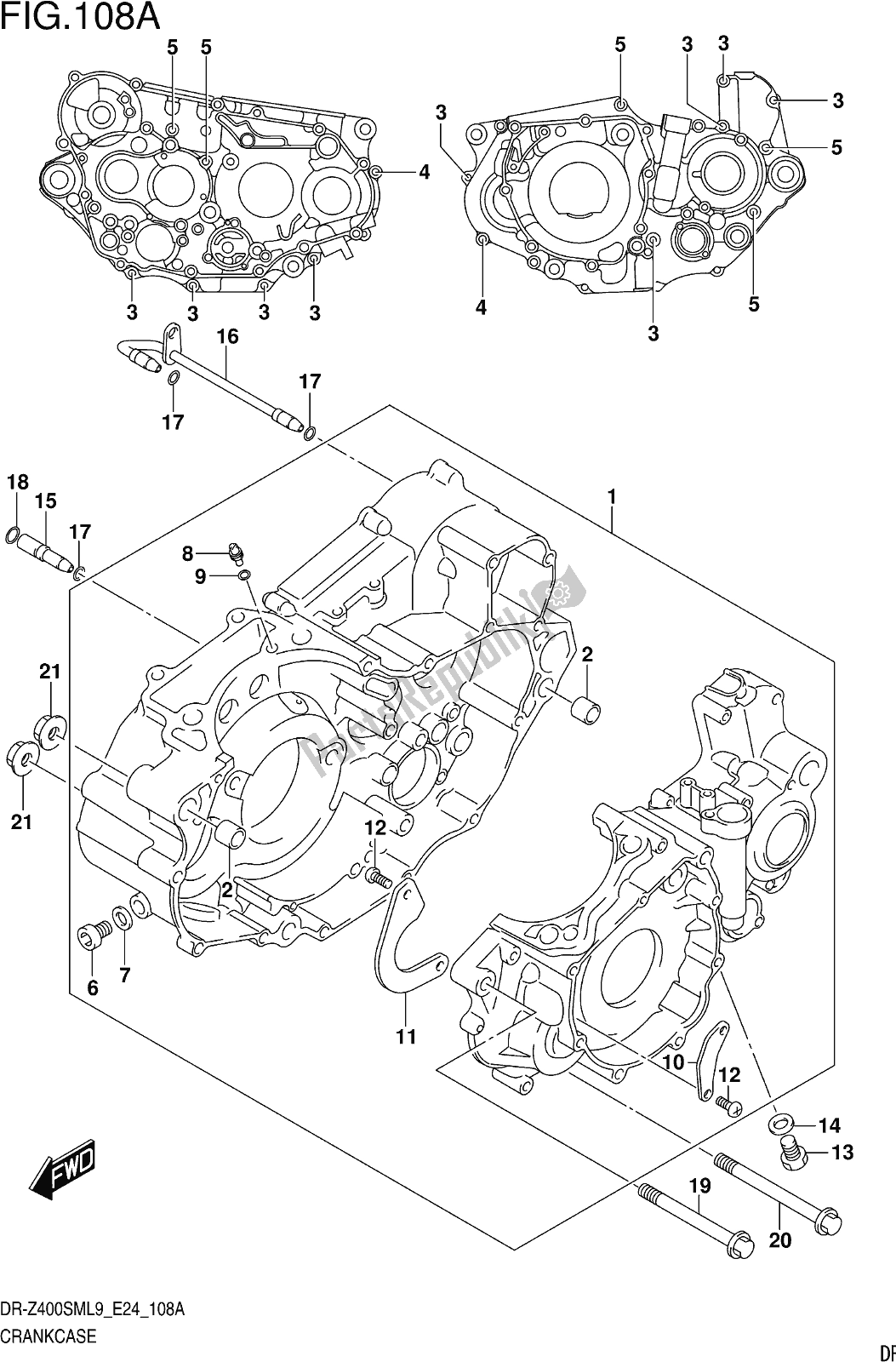 Alle onderdelen voor de Fig. 108a Crankcase van de Suzuki DR-Z 400 SM 2019