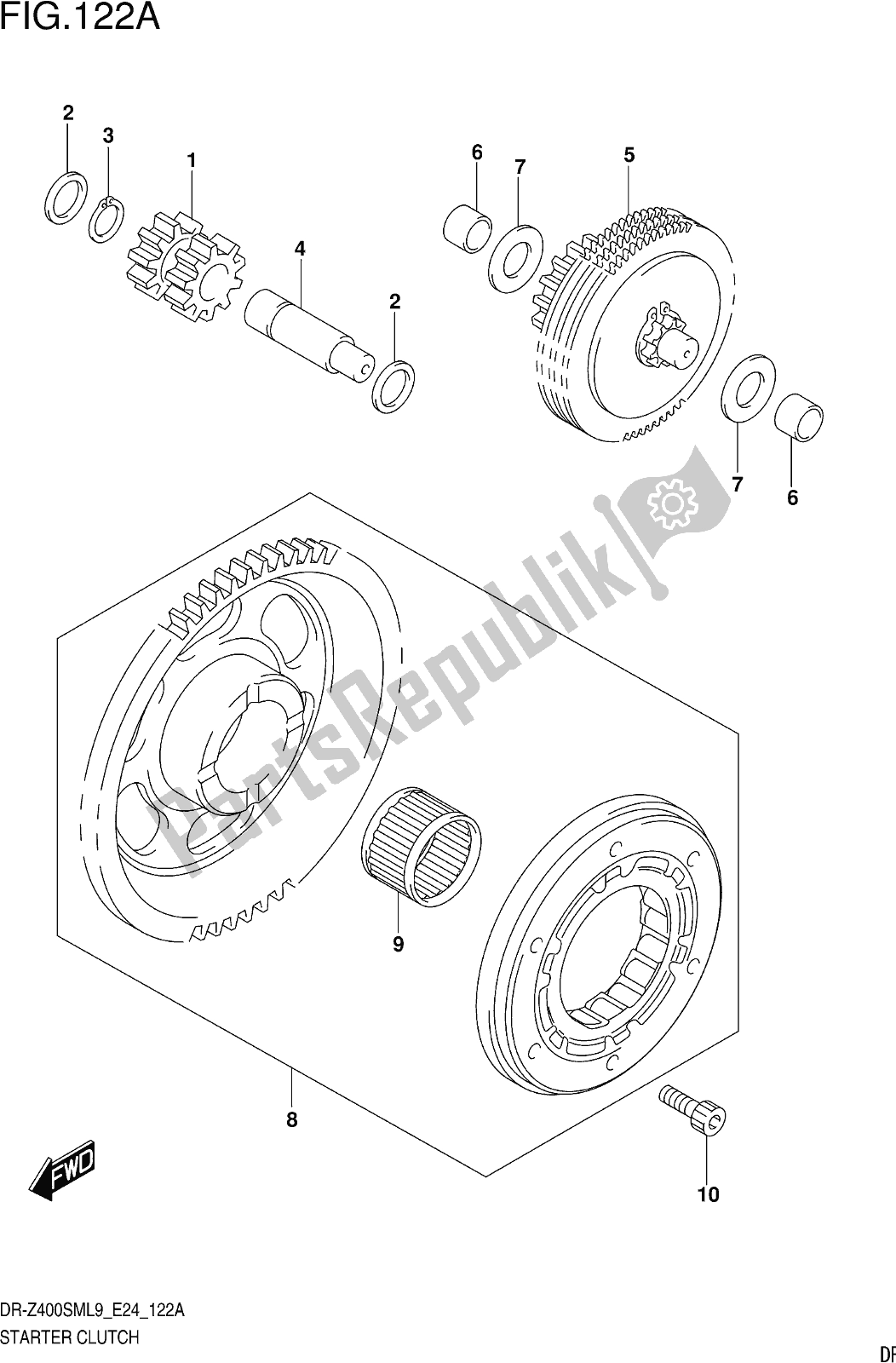 Todas as partes de Fig. 122a Starter Clutch do Suzuki DR-Z 400 SM 2019