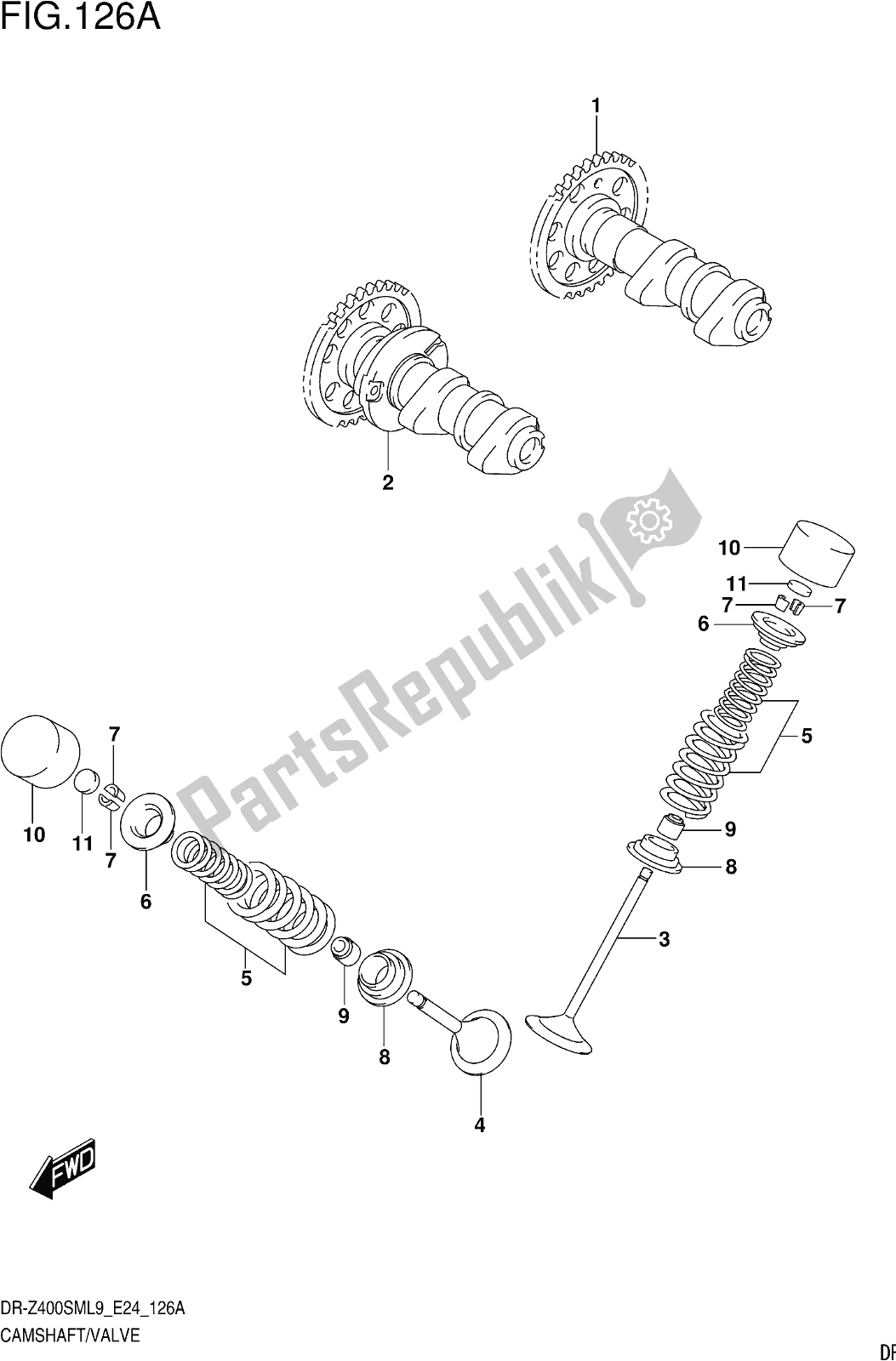 Toutes les pièces pour le Fig. 126a Camshaft/valve du Suzuki DR-Z 400 SM 2019