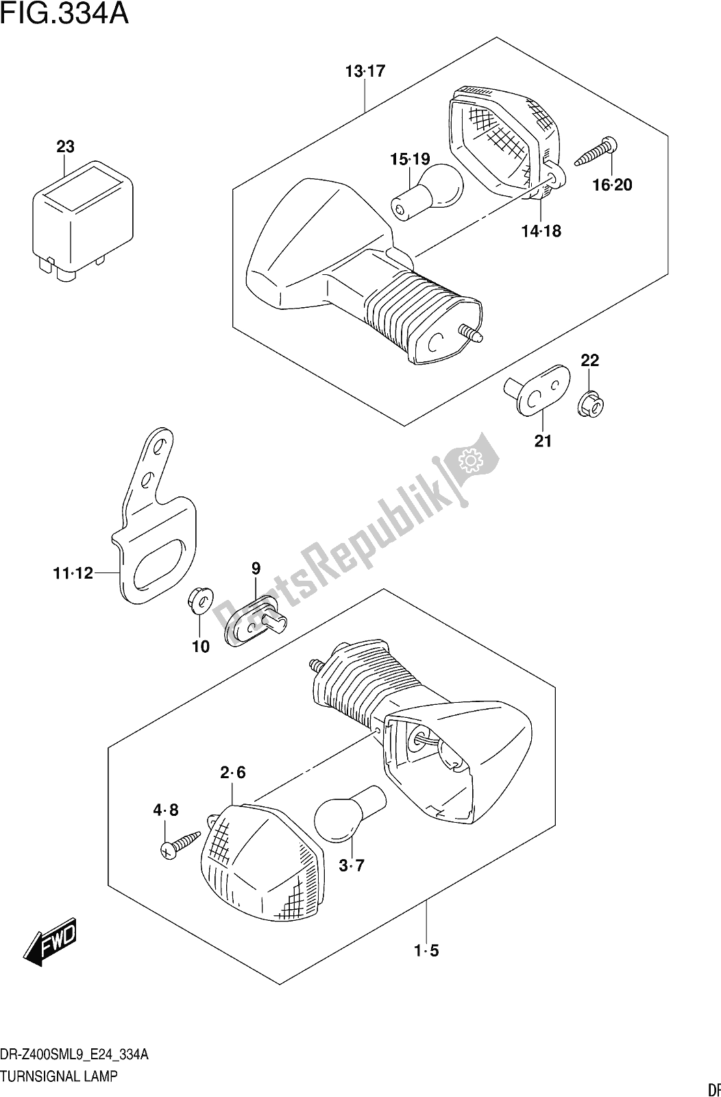 Todas las partes para Fig. 334a Turnsignal Lamp de Suzuki DR-Z 400 SM 2019