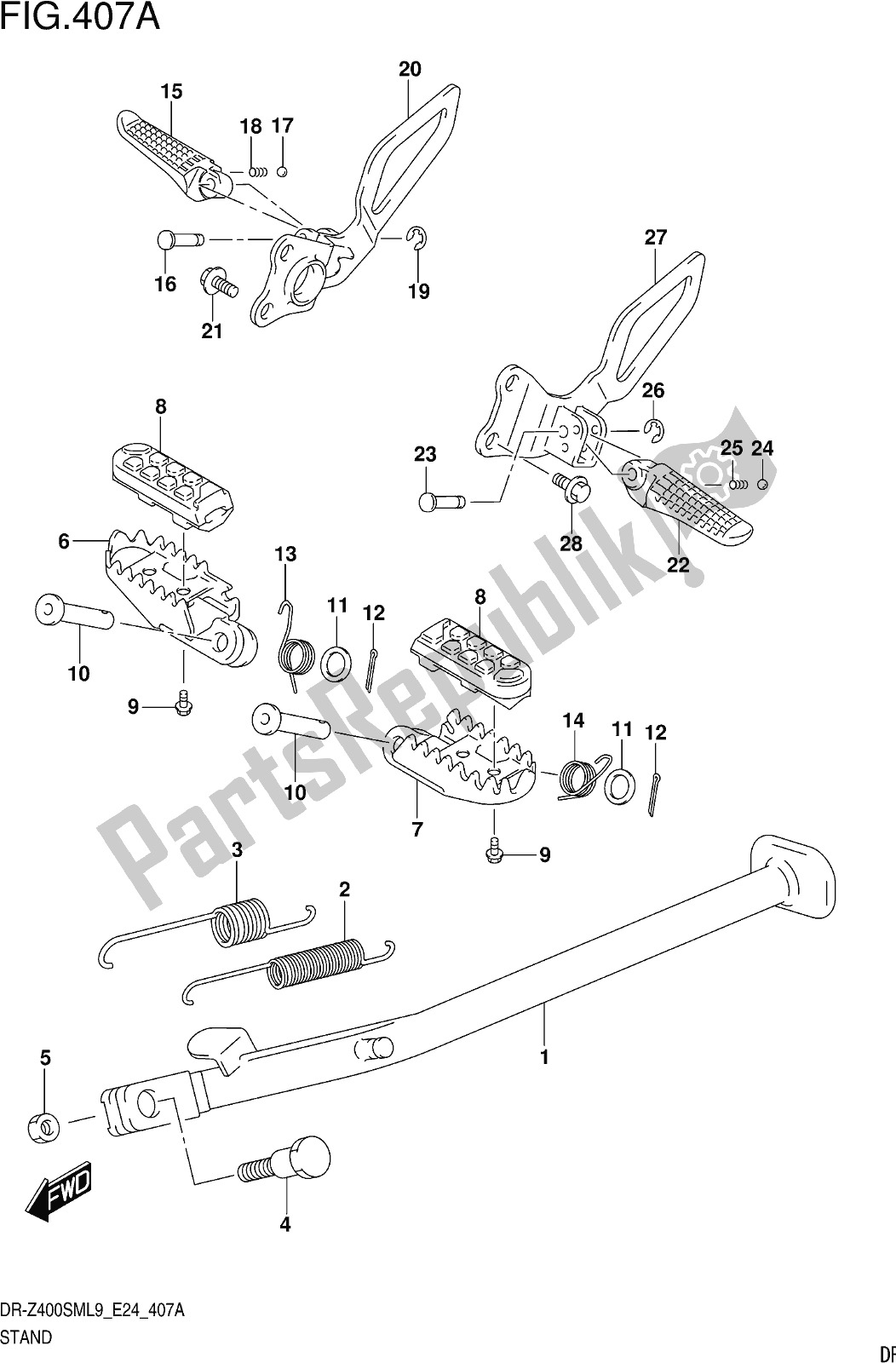 Wszystkie części do Fig. 407a Stand Suzuki DR-Z 400 SM 2019