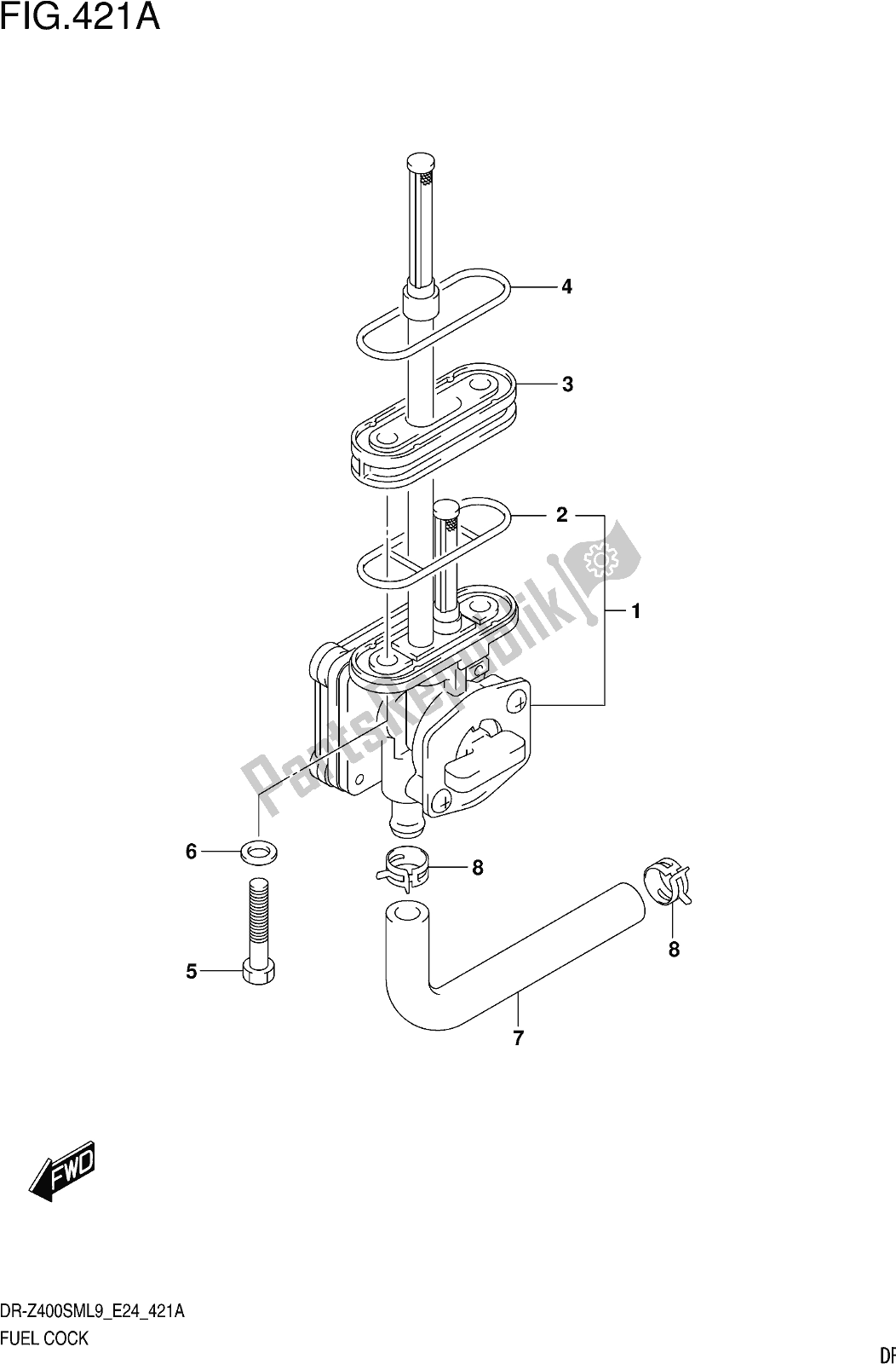 Alle onderdelen voor de Fig. 421a Fuel Cock van de Suzuki DR-Z 400 SM 2019