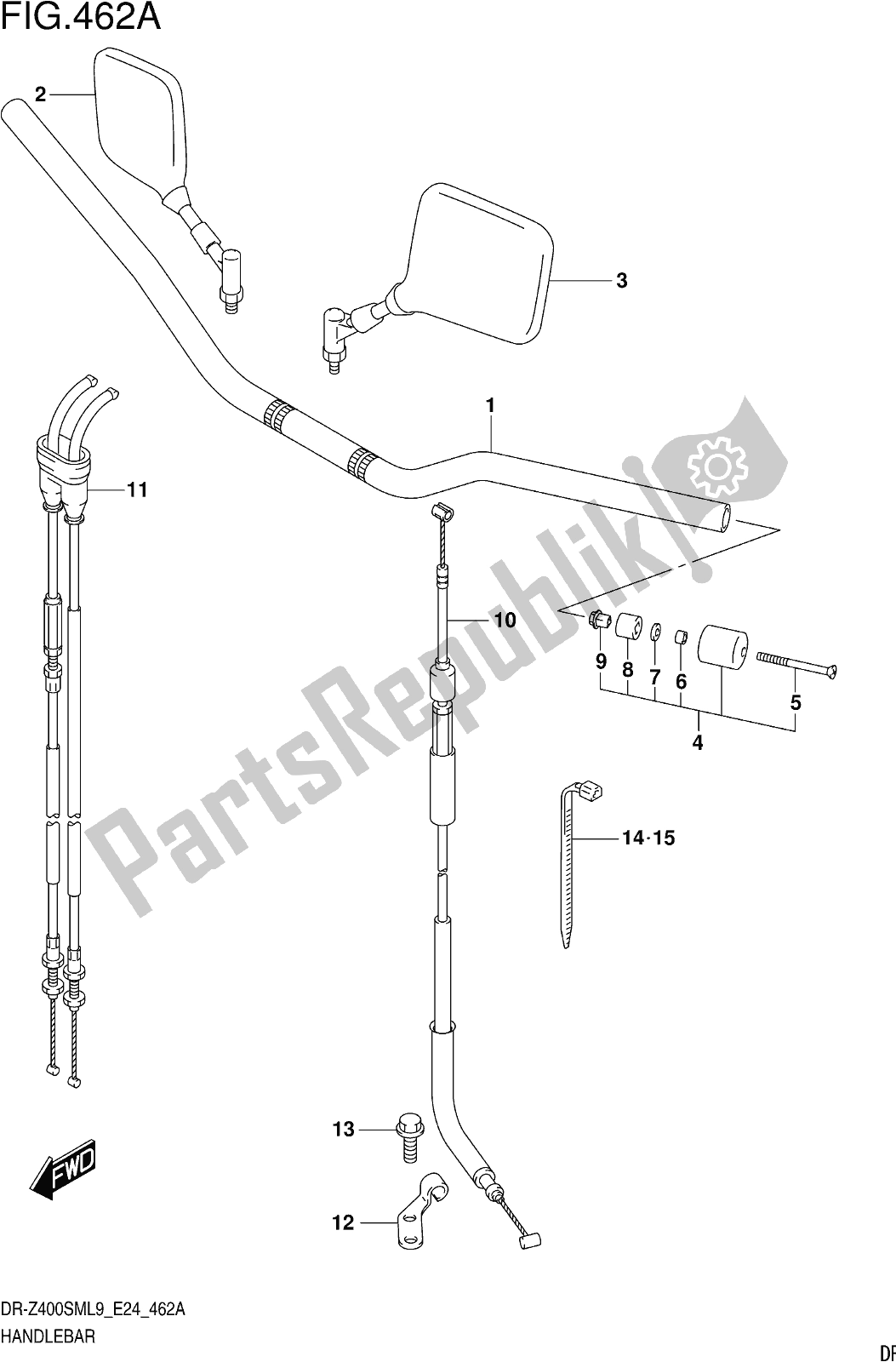 All parts for the Fig. 462a Handlebar of the Suzuki DR-Z 400 SM 2019