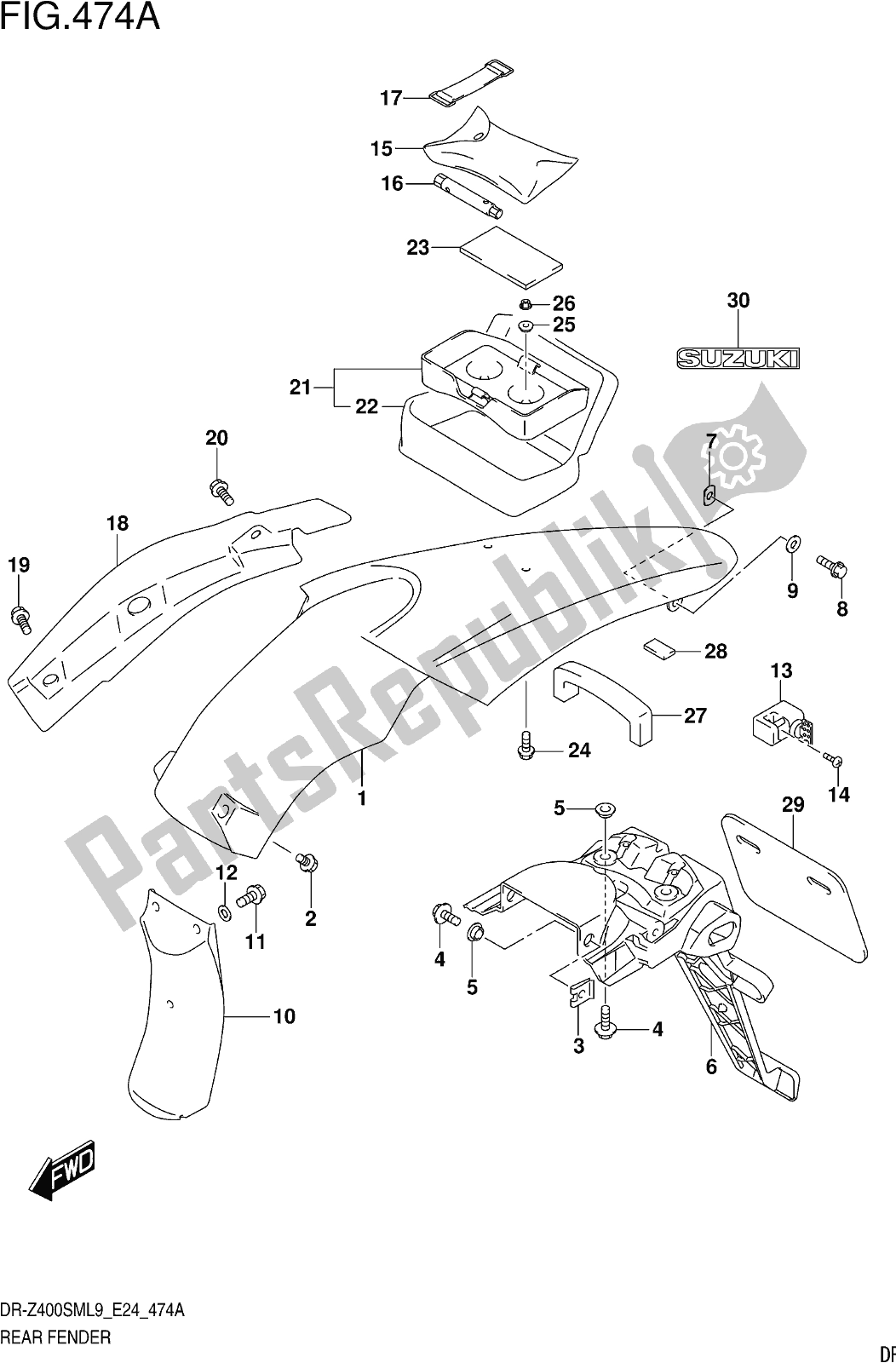 Tutte le parti per il Fig. 474a Rear Fender del Suzuki DR-Z 400 SM 2019