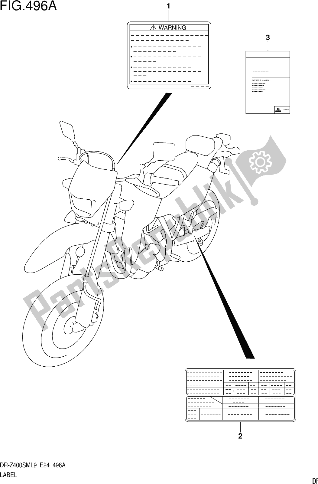 Todas as partes de Fig. 496a Label do Suzuki DR-Z 400 SM 2019