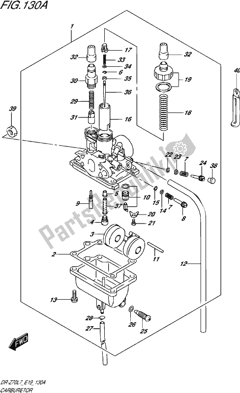 All parts for the Carburetor of the Suzuki DR-Z 70 2017