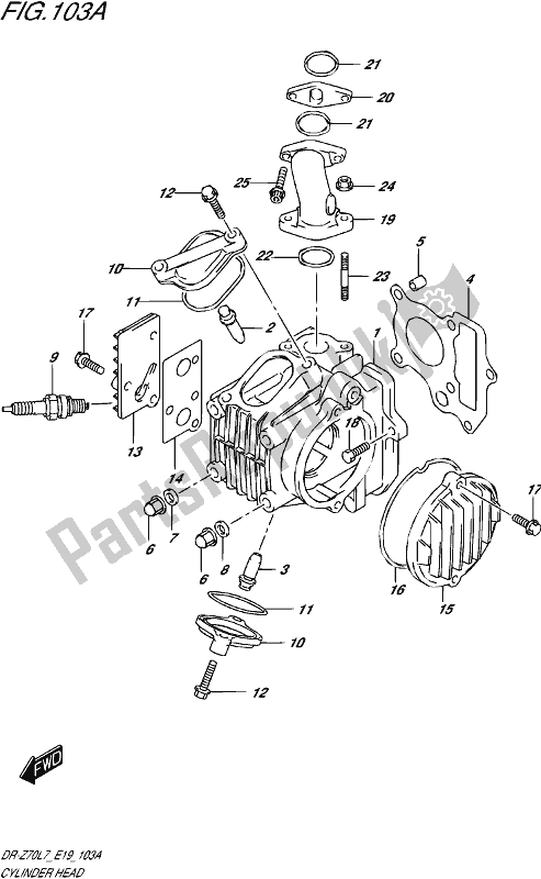 All parts for the Cylinder Head of the Suzuki DR-Z 70 2017