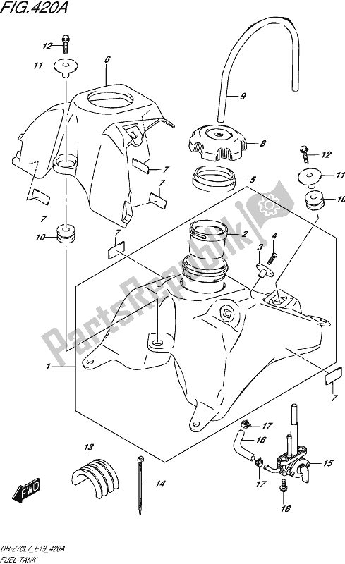 Tutte le parti per il Serbatoio Di Carburante del Suzuki DR-Z 70 2017